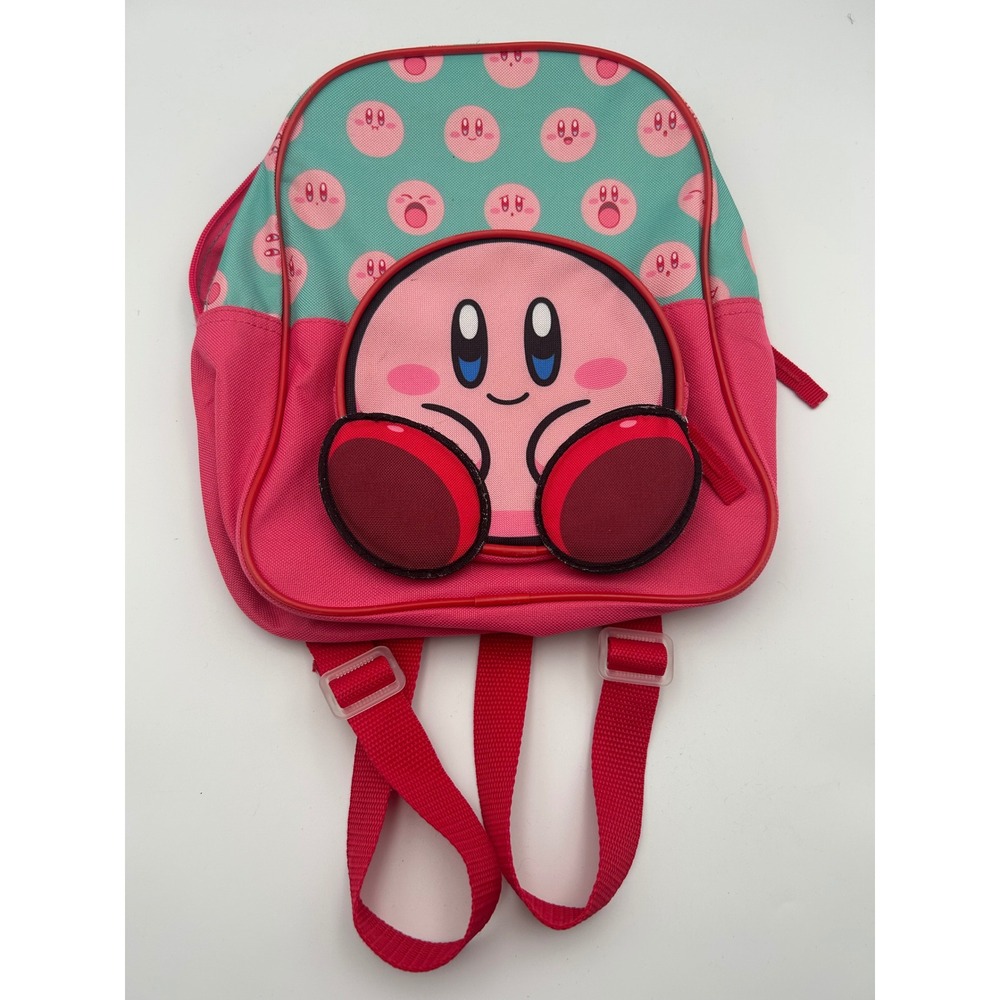 Kirby Mini Backpack Pink Teal Character Print Small Bookbag
